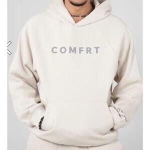 Comfrt Tranquil Unisex Hoodie Sz S Cotton White Clean Anxiety Logo Comfort NEW